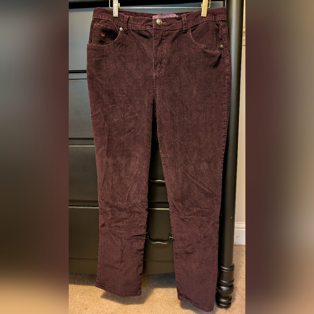 VINTAGE Y2K Gloria Vanderbilt Grape Purple Corduroys Women's Size 12 Petite